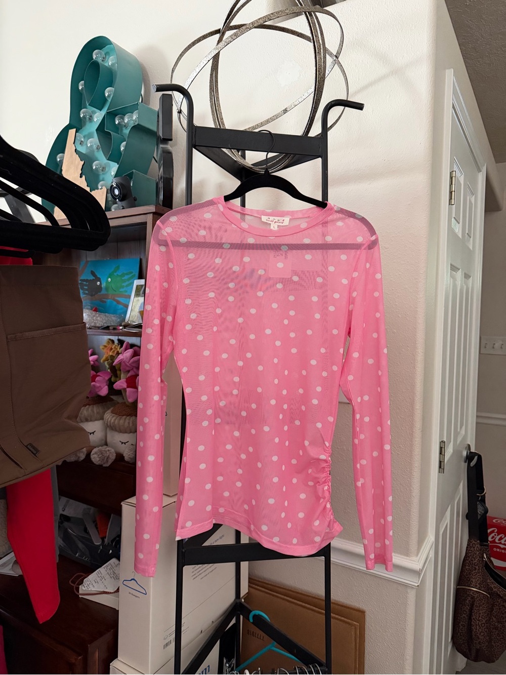 Women’s Pink Polka Dot Long-Sleeve Top by Tea Collection